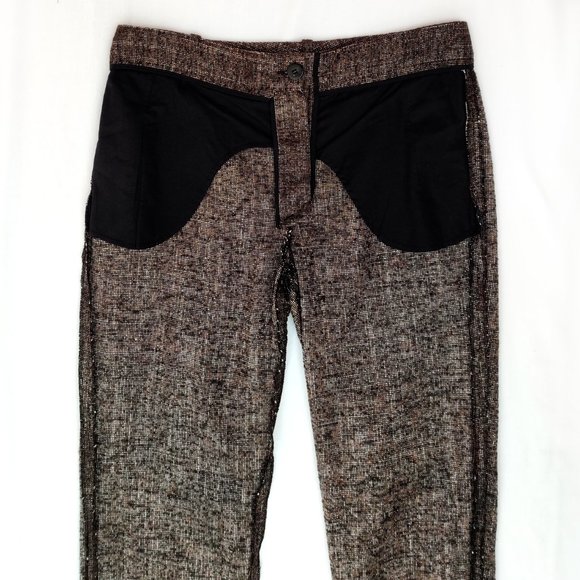 NWOT FENDI Wool Slim Trousers in Brown & White Tweed Small Pants Pantalon Petit - Picture 14 of 15